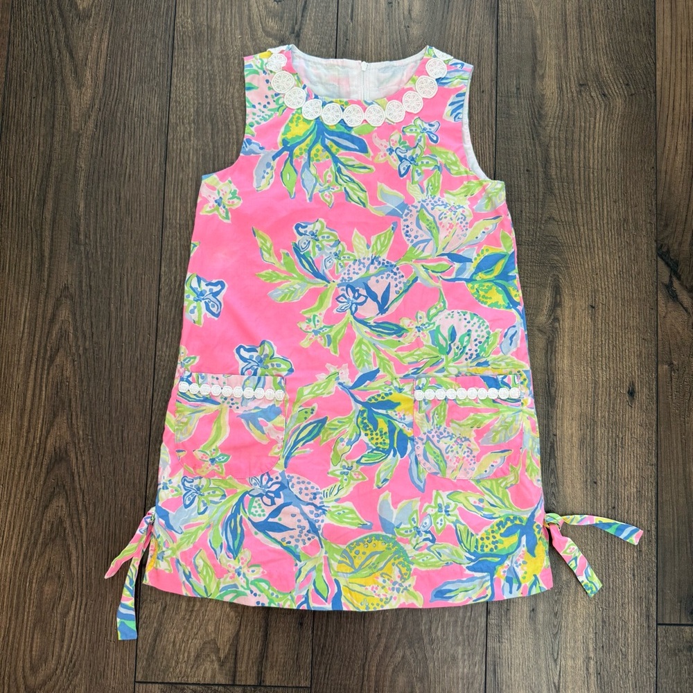 Girls Lilly Pulitzer Floral Pink Sleeveless Dress size 7